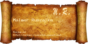 Malmer Ruszalka névjegykártya